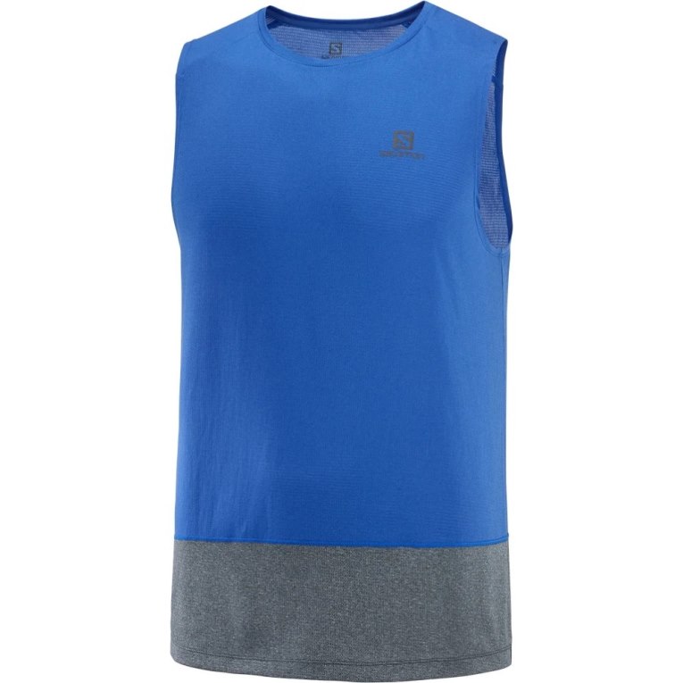 Tank Top Salomon Cross Run Hombre Azules Grises | MX WBVZ827